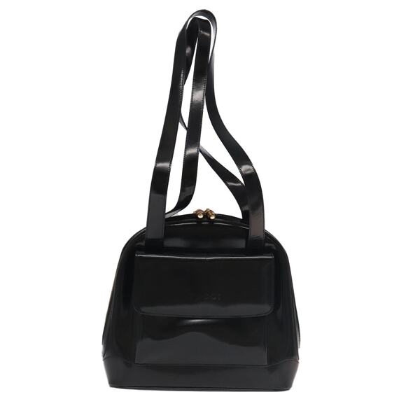 GUCCI Bamboo Shoulder Bag Enamel Black Gold 001 1075 1650 0 - Picture 2 of 12